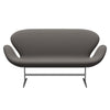 Fritz Hansen Swan Sofa 2 Seater, Satin Brushed Aluminium/Capture Warm Dark Grey