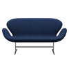 Fritz Hansen Swan Sofa 2 Seater, Satin Brushed Aluminium/Christianshavn Blue Uni