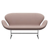 Fritz Hansen Swan Sofa 2 Seater, Satin Brushed Aluminium/Christianshavn Light Red Uni