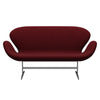 Fritz Hansen Swan Sofa 2 Seater, Satin Brushed Aluminium/Christianshavn Red Uni