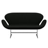 Fritz Hansen Swan™ Sofa 2 Seater, Satin Brushed Aluminium/Comfort Black (60009)