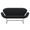 Fritz Hansen Swan™ Sofa 2 Seater, Satin Brushed Aluminium/Comfort Black/Grey