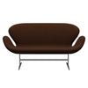 Fritz Hansen Swan™ Sofa 2 Seater, Satin Brushed Aluminium/Comfort Dark Brown