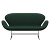 Fritz Hansen Swan™ Sofa 2 Seater, Satin Brushed Aluminium/Comfort Dark Green