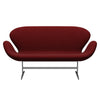 Fritz Hansen Swan™ Sofa 2 Seater, Satin Brushed Aluminium/Comfort Dark Red (01153)