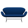 Fritz Hansen Swan™ Sofa 2 Seater, Satin Brushed Aluminium/Comfort Grey/Blue