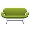 Fritz Hansen Swan™ Sofa 2 Seater, Satin Brushed Aluminium/Comfort Light Green (68000)