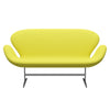 Fritz Hansen Swan™ Sofa 2 Seater, Satin Brushed Aluminium/Comfort Light Yellow