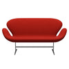 Fritz Hansen Swan™ Sofa 2 Seater, Satin Brushed Aluminium/Comfort Red (00026)