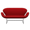 Fritz Hansen Swan™ Sofa 2 Seater, Satin Brushed Aluminium/Comfort Red (01414)