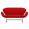 Fritz Hansen Swan™ Sofa 2 Seater, Satin Brushed Aluminium/Comfort Red (64003)