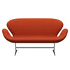 Fritz Hansen Swan™ Sofa 2 Seater, Satin Brushed Aluminium/Comfort Rust Red (09055)