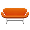 Fritz Hansen Swan™ Sofa 2 Seater, Satin Brushed Aluminium/Comfort Yellow/Orange