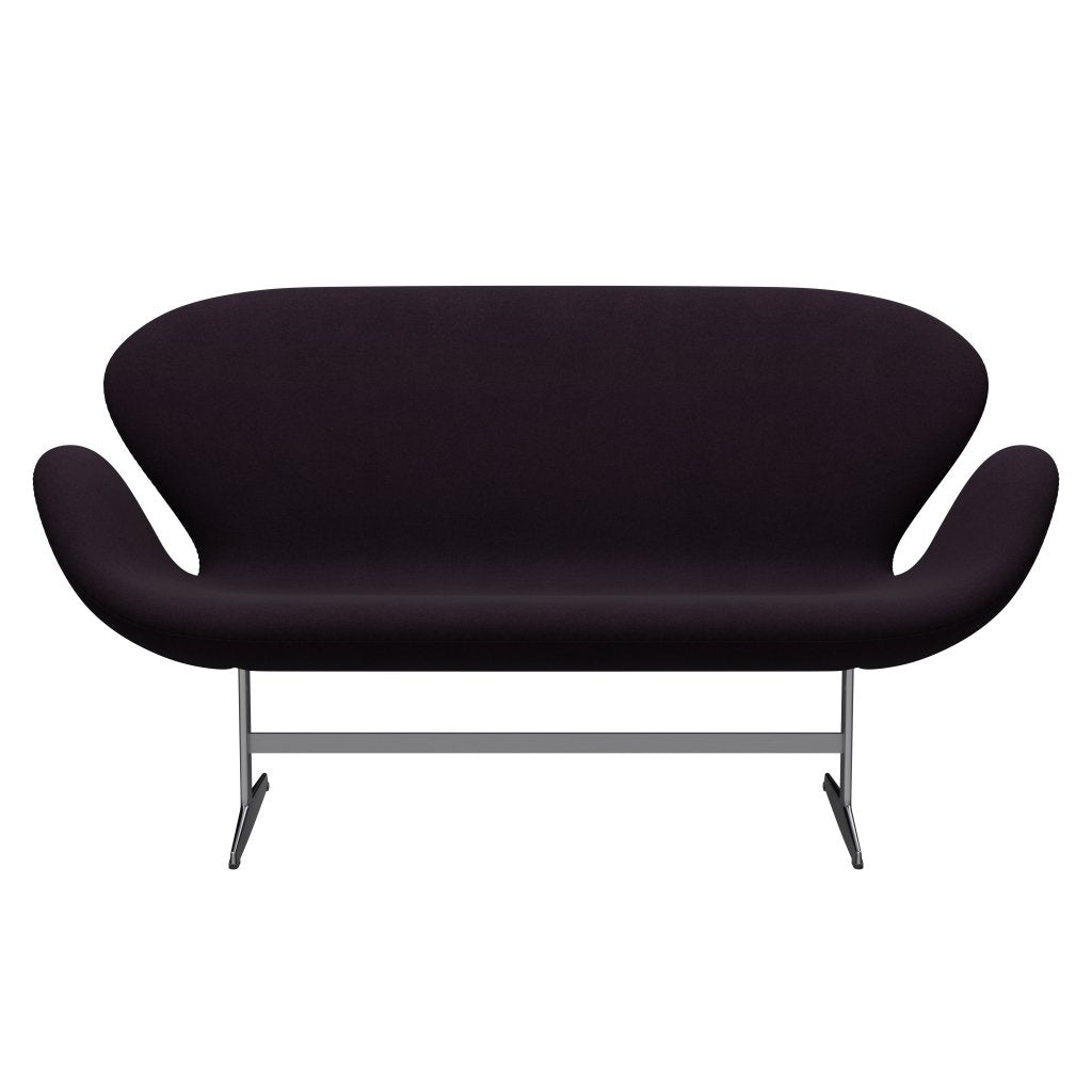 Fritz Hansen Svanesofa 2-Personers, Satinpoleret Aluminium/Divina Aubergine (376)