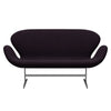 Fritz Hansen Swan Sofa 2 Seater, Satin Brushed Aluminium/Divina Aubergine (376)