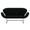 Fritz Hansen Swan Sofa 2 Seater, Satin Brushed Aluminium/Divina Black