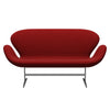 Fritz Hansen Swan Sofa 2 Seater, Satin Brushed Aluminium/Divina Bordeaux