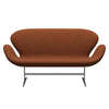 Fritz Hansen Swan Sofa 2 Seater, Satin Brushed Aluminium/Divina Brown (346)