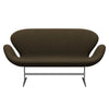 Fritz Hansen Swan Sofa 2 Seater, Satin Brushed Aluminium/Divina Brown (984)