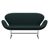 Fritz Hansen Swan Sofa 2 Seater, Satin Brushed Aluminium/Divina Dark Green (886)