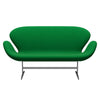 Fritz Hansen Swan Sofa 2 Seater, Satin Brushed Aluminium/Divina Grass Green