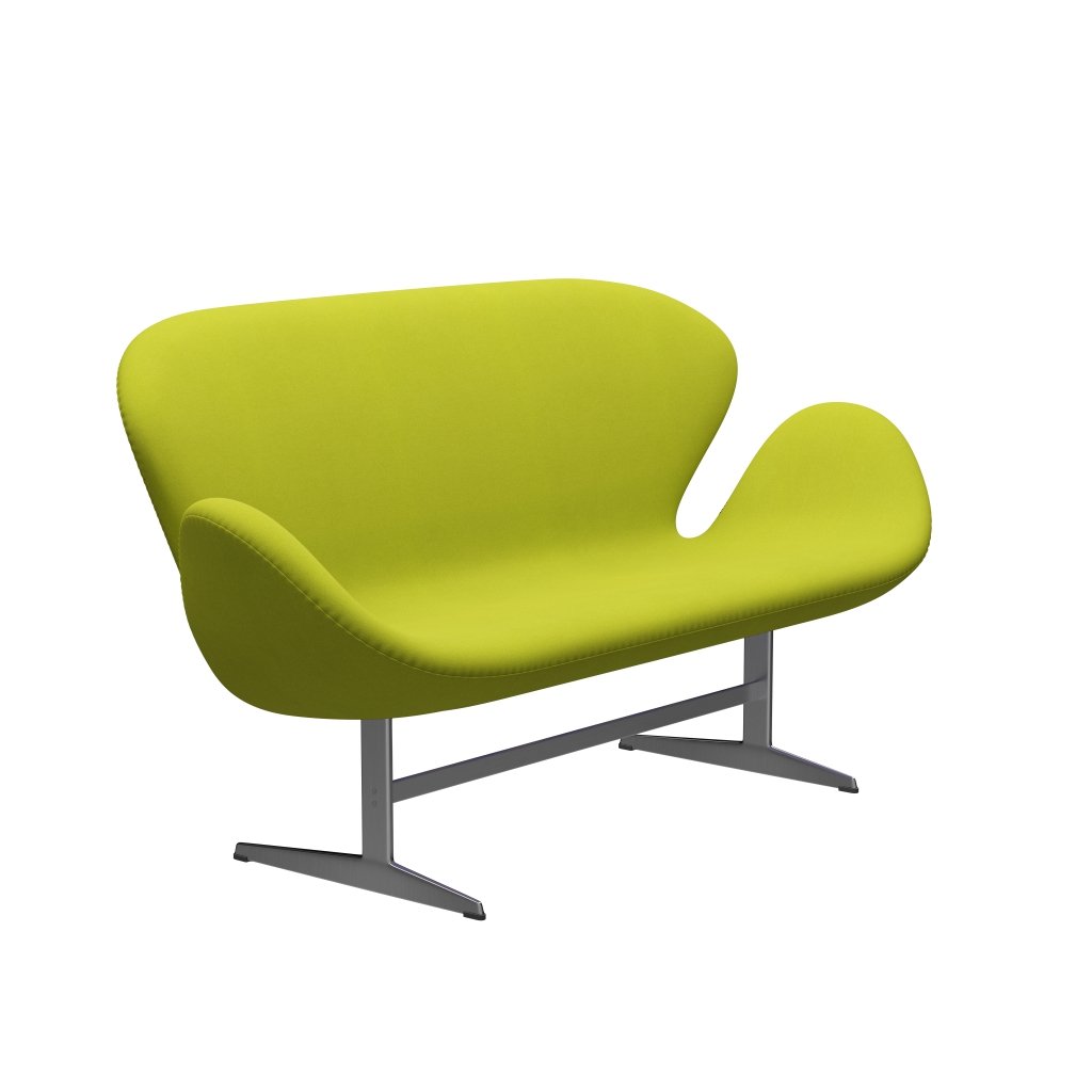 Fritz Hansen Svanesofa 2-Personers, Satinpoleret Aluminium/Divina Lime