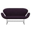 Fritz Hansen Swan Sofa 2 Seater, Satin Brushed Aluminium/Divina Md Aubergine