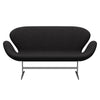 Fritz Hansen Swan Sofa 2 Seater, Satin Brushed Aluminium/Divina Md Dark Grey