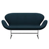 Fritz Hansen Swan Sofa 2 Seater, Satin Brushed Aluminium/Divina Md Petrol Dark