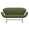 Fritz Hansen Swan Sofa 2 Seater, Satin Brushed Aluminium/Divina Md Wintergreen