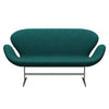 Fritz Hansen Swan™ Sofa 2 Seater, Satin Brushed Aluminium/Divina Melange Coral Green