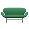 Fritz Hansen Swan Sofa 2 Seater, Satin Brushed Aluminium/Divina Melange Green