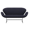 Fritz Hansen Swan Sofa 2 Seater, Satin Brushed Aluminium/Divina Melange Grey/Purple