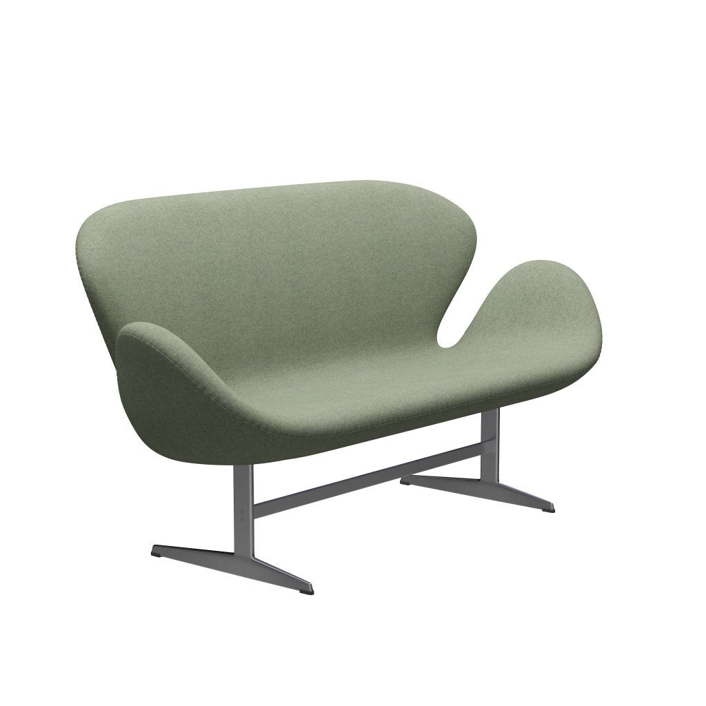 [product_category]-Fritz Hansen Swan Sofa 2 Seater, Satin Brushed Aluminium/Divina Melange Light Green-Fritz Hansen-3321-DIM917-SPAL-FRI-2