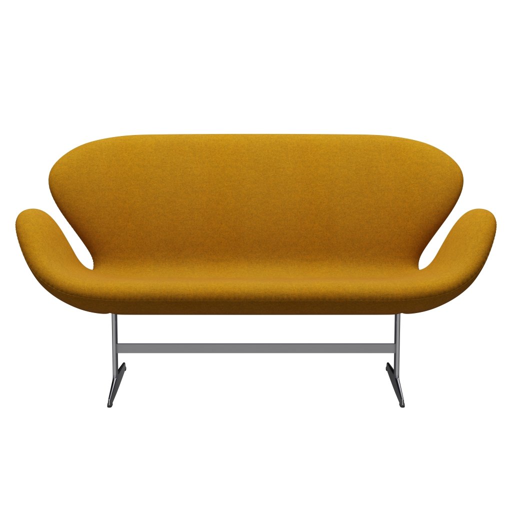 [product_category]-Fritz Hansen Swan Sofa 2 Seater, Satin Brushed Aluminium/Divina Melange Ochre Yellow-Fritz Hansen-3321-DIM457-SPAL-FRI-1