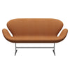 Fritz Hansen Swan™ Sofa 2 Seater, Satin Brushed Aluminium/Divina Melange Orange Light