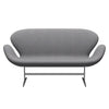 Fritz Hansen Swan Sofa 2 Seater, Satin Brushed Aluminium/Divina Melange Stone Grey