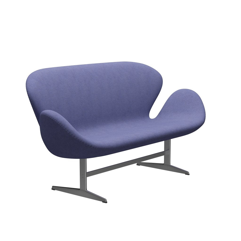 Fritz Hansen Svanesofa 2-Personers, Satinpoleret Aluminium/Divina Melange Lys Lilla