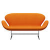 Fritz Hansen Swan™ Sofa 2 Seater, Satin Brushed Aluminium/Divina Orange (444)