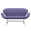 Fritz Hansen Swan Sofa 2 Seater, Satin Brushed Aluminium/Fame Blue Violet