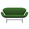 Fritz Hansen Swan Sofa 2 Seater, Satin Brushed Aluminium/Fame Grass Green