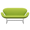 Fritz Hansen Swan Sofa 2 Seater, Satin Brushed Aluminium/Fame Neon Green