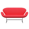 Fritz Hansen Swan Sofa 2 Seater, Satin Brushed Aluminium/Fame Pink