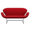 Fritz Hansen Swan Sofa 2 Seater, Satin Brushed Aluminium/Fame Red (64089)