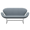 Fritz Hansen Swan™ Sofa 2 Seater, Satin Brushed Aluminium/Fiord Blue/Grey