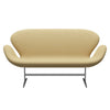 Fritz Hansen Swan™ Sofa 2 Seater, Satin Brushed Aluminium/Fiord Fine Yellow