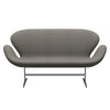 Fritz Hansen Swan™ Sofa 2 Seater, Satin Brushed Aluminium/Fiord Grey/Stone