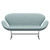 Fritz Hansen Swan™ Sofa 2 Seater, Satin Brushed Aluminium/Fiord Light Blue/Stone