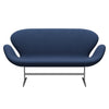 Fritz Hansen Swan™ Sofa 2 Seater, Satin Brushed Aluminium/Fiord Medium Blue/Medium Blue
