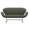 Fritz Hansen Swan™ Sofa 2 Seater, Satin Brushed Aluminium/Fiord Olive Green/Medium Green